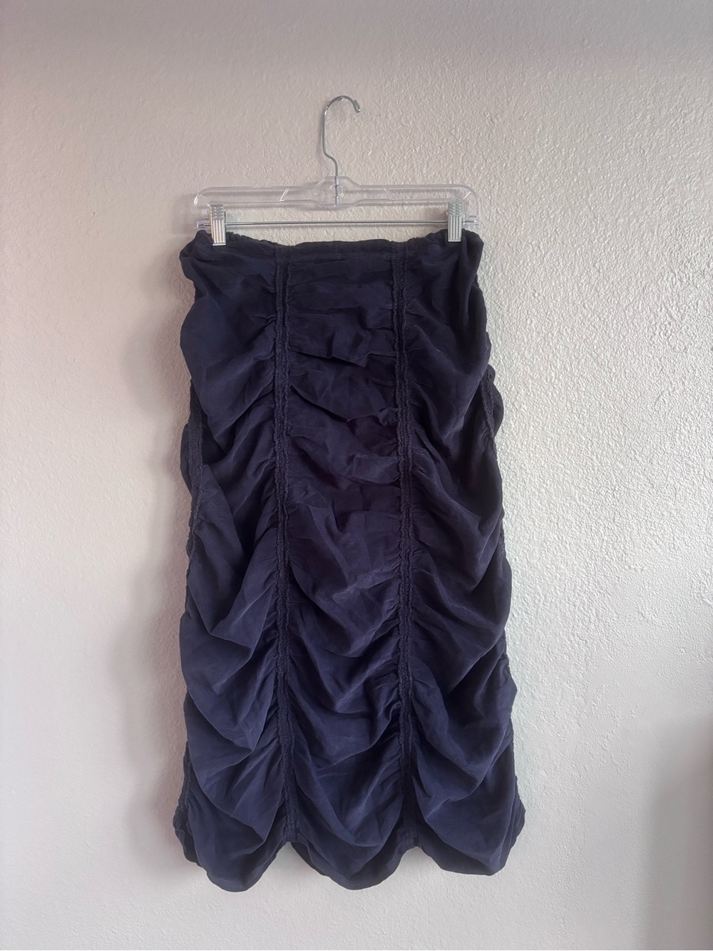 CORE by XCVI Gored Peasant Skirt Navy Ruched Maxi Skirt Size M - Picture 6 of 7